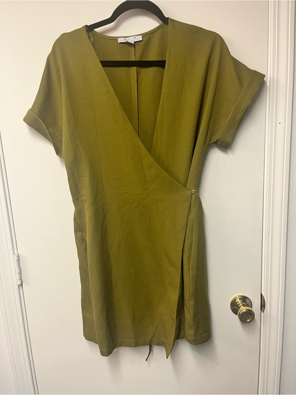 FAVLUX Olive Green V-Neck Wrap Top